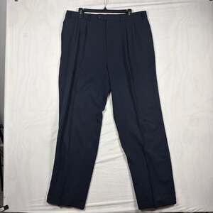 Mens Navy Blue Pleated Dress Pants Trousers